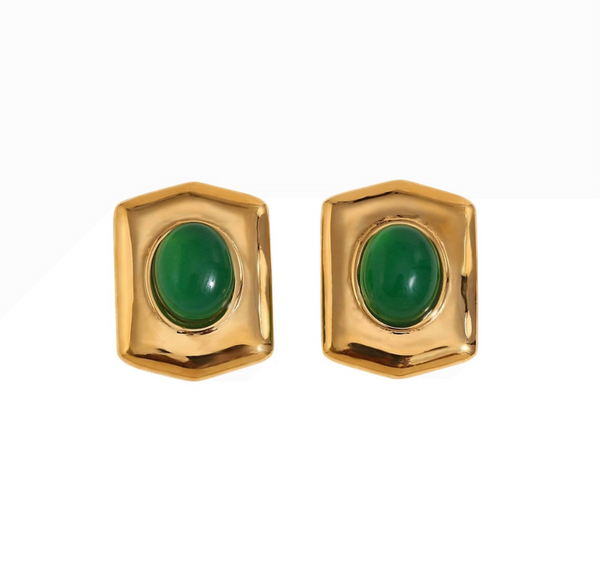 Melania Earrings - Green Onyx
