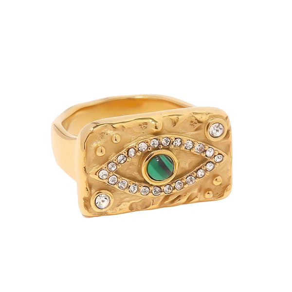 Evil Eye Malachite Ring