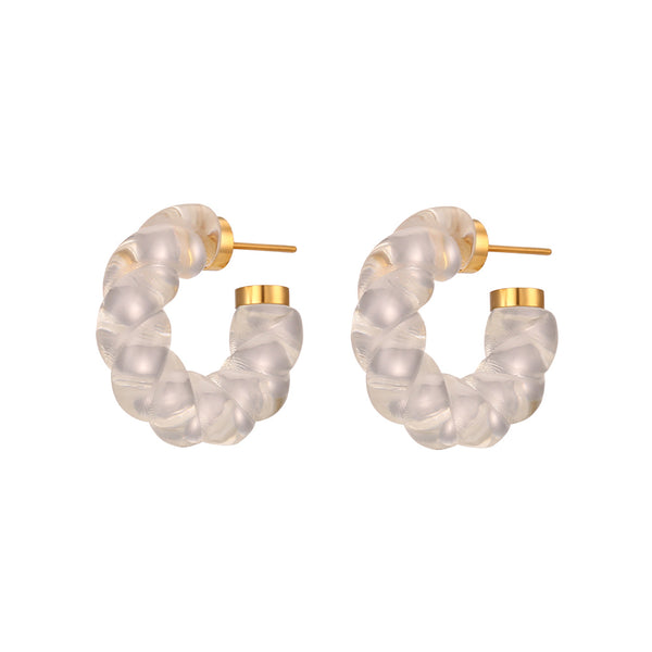 Le Bonbon Hoop Earrings - Cloudy White