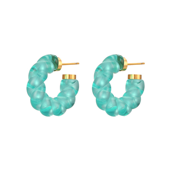 Le Bonbon Hoop Earrings - Aqua Blue