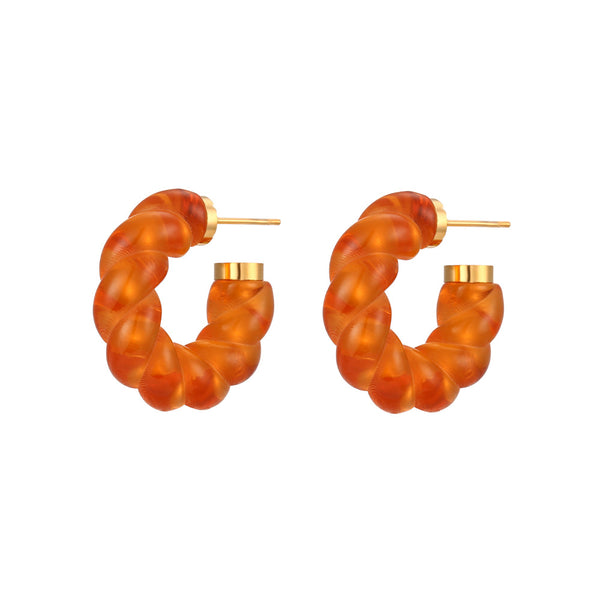 Le Bonbon Hoop Earrings -Amber Orange