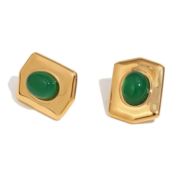 Melania Earrings - Green Onyx