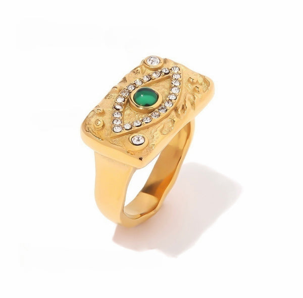 Evil Eye Malachite Ring